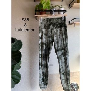 Size 8 lululemon green tie dye high rise Align leggings